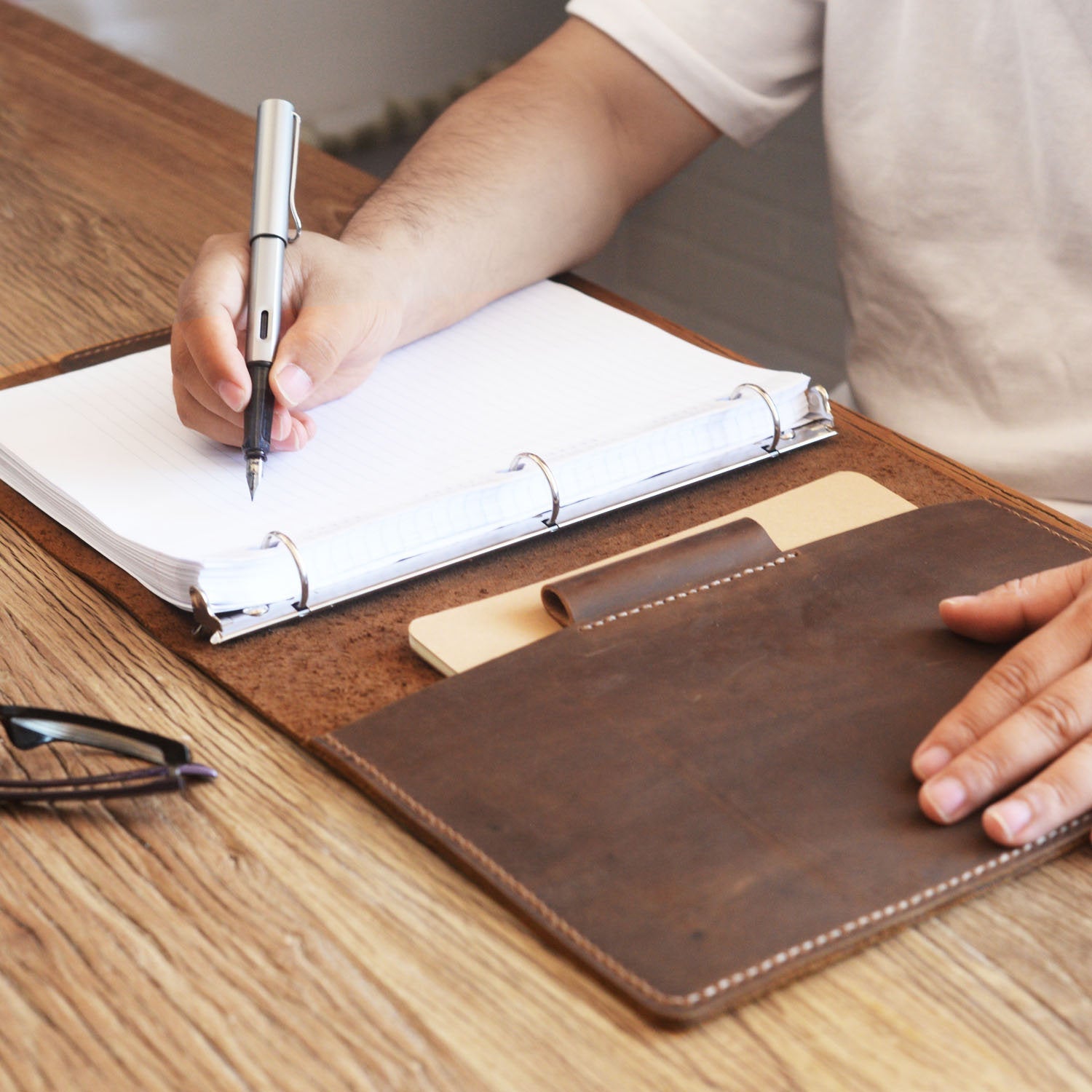 READY to SHIP Grey OXFORD A4 Leather Padfolio / Portfolio Multiple Pockets,  Snap Closure - Etsy India